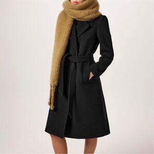 Calvin Klein Black Coat with Brown Scarf